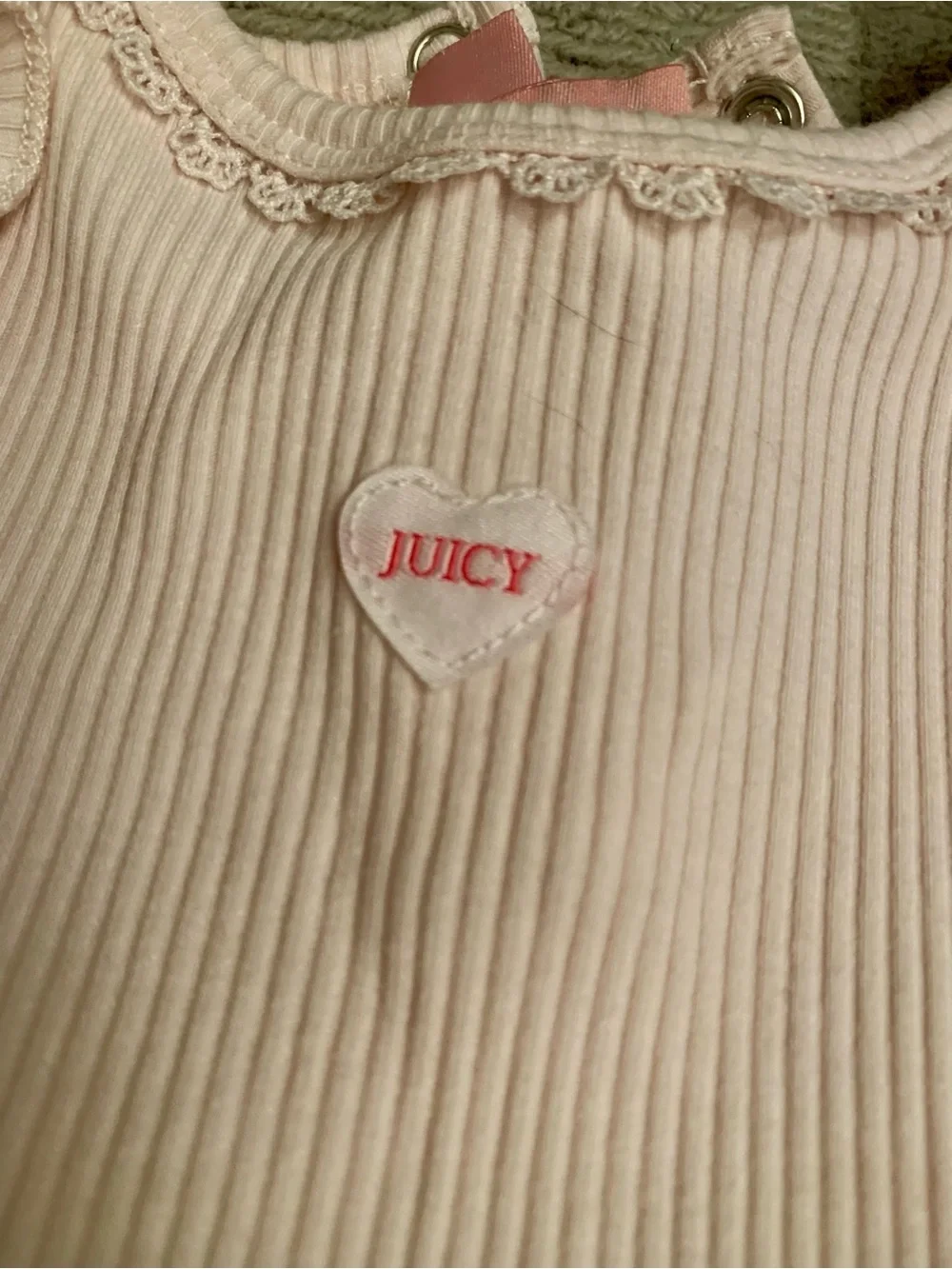 Juicy Couture Pale Pink Ribbed Ruffle Floral Baby One-Piece